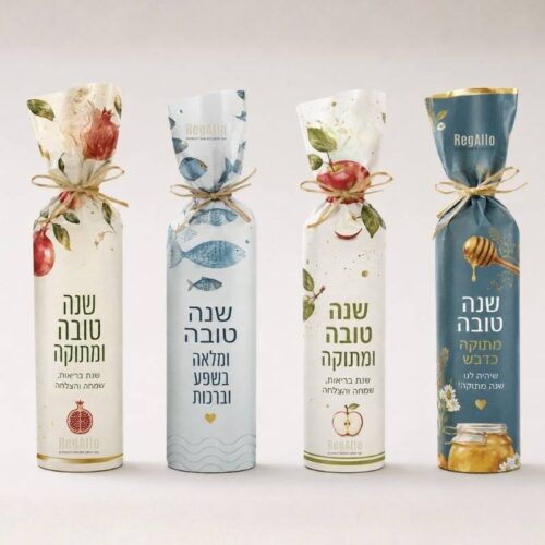בקבוק יין בעיטוף חגיגי לראש השנה